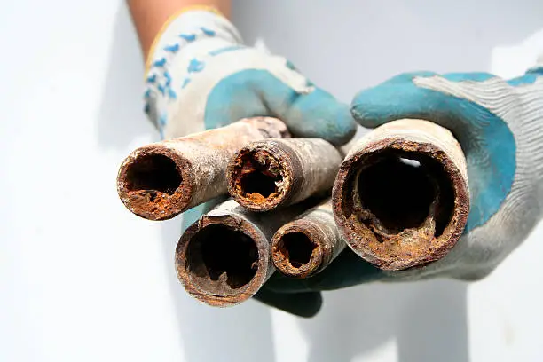 Chemical drain cleaner damage inside residential plumbing